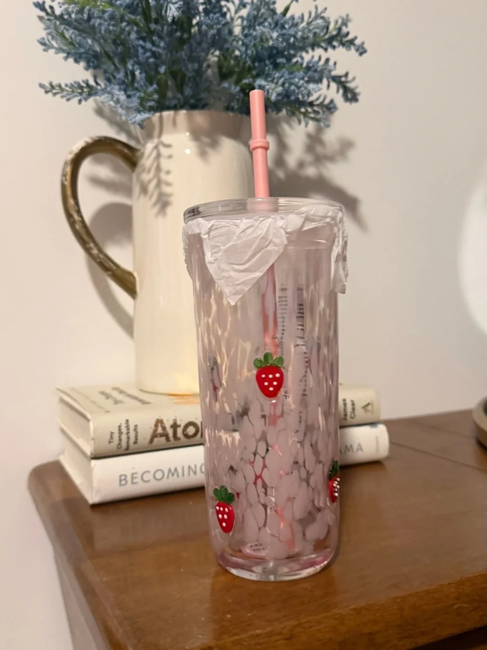 Starbucks 2026 Strawberry Pink Drink Glass Cold Cup Tumbler 16oz With Straw NEW